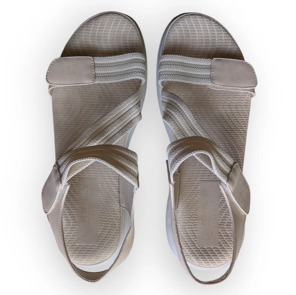 Stefania Italy Beige Adjustable Strap Comfort Walking Sandals Women's 38 US 7.5